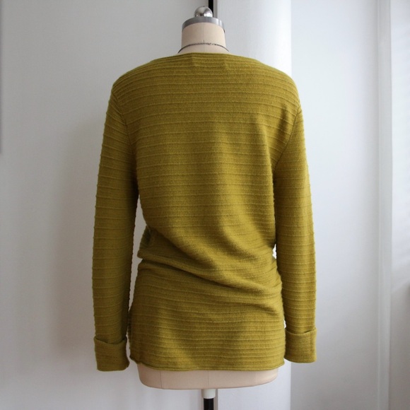 Black Goat Cashmere Olive Ribbed Knit Sweater - Picture 3 of 6